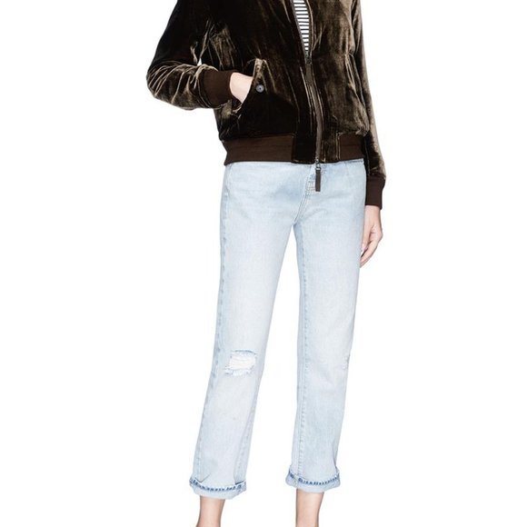 Vince Chocolate Brown Velvet Silk Bomber Jack M